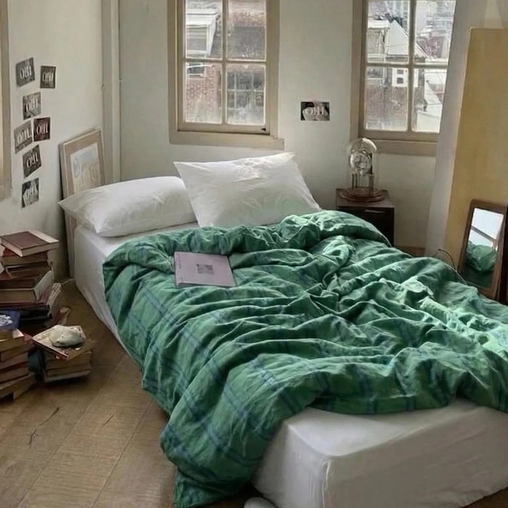Ever Lasting Assorted Washed Cotton Striped Duvet Covering Green Light Sz Large